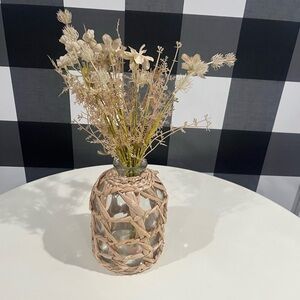 Woven Natural Vase with Dried Flowers